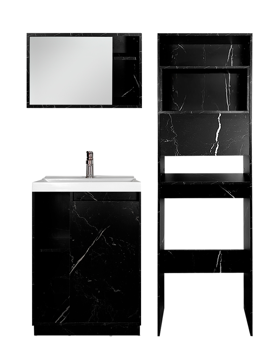Combo Milán. Gabinete De Baño Con Botiquín Y Mueble Sobre Wc.