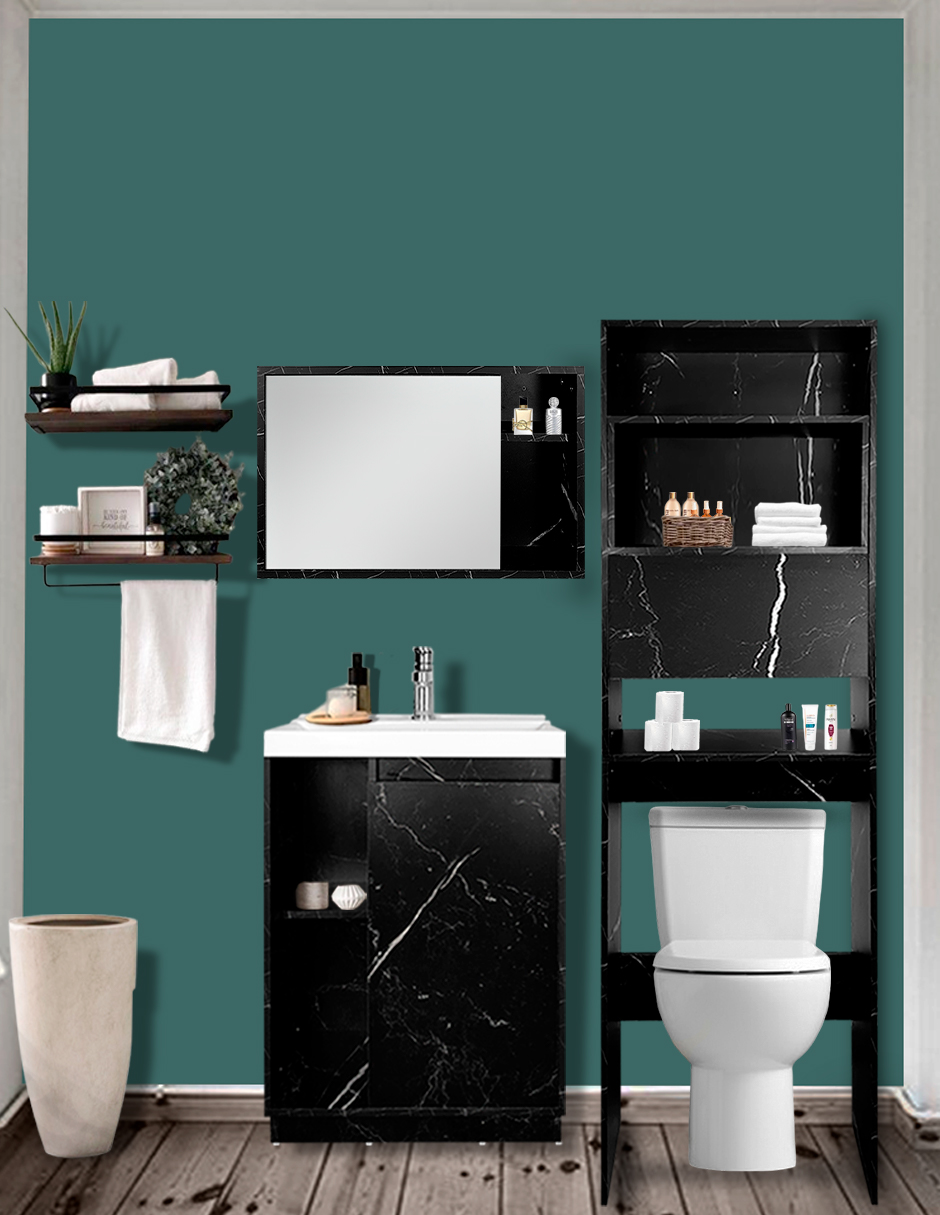 Foto 3 pulgar | Combo Milán. Gabinete De Baño Con Botiquín Y Mueble Sobre Wc.