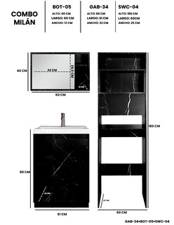 Foto 4 | Combo Milán. Gabinete De Baño Con Botiquín Y Mueble Sobre Wc.