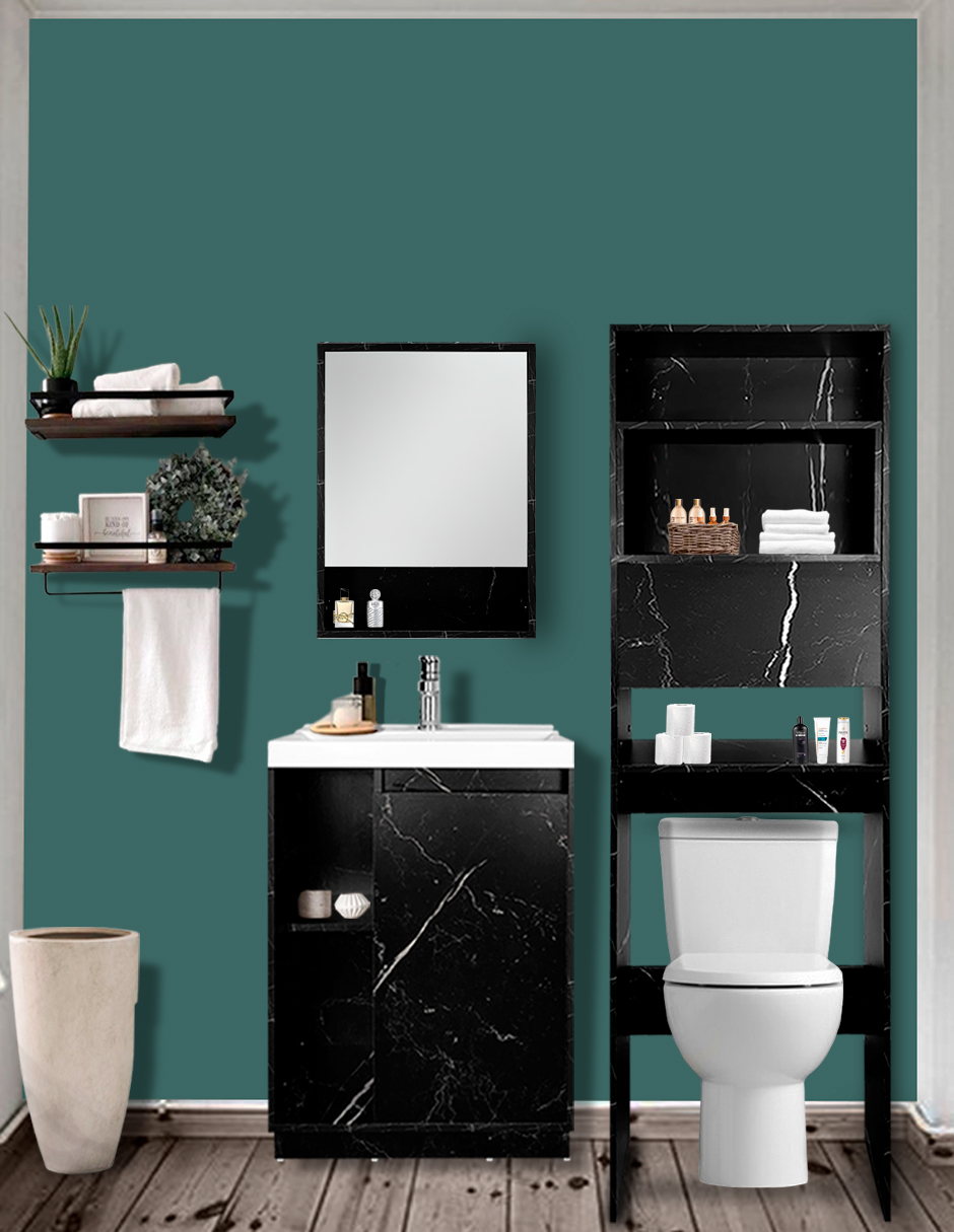 Foto 3 pulgar | Combo Barcelona Combo Gabinete Para Baño Con Botiquín Y Mueble Sobre Wc.