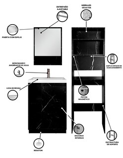 Foto 3 | Combo Barcelona Combo Gabinete Para Baño Con Botiquín Y Mueble Sobre Wc.