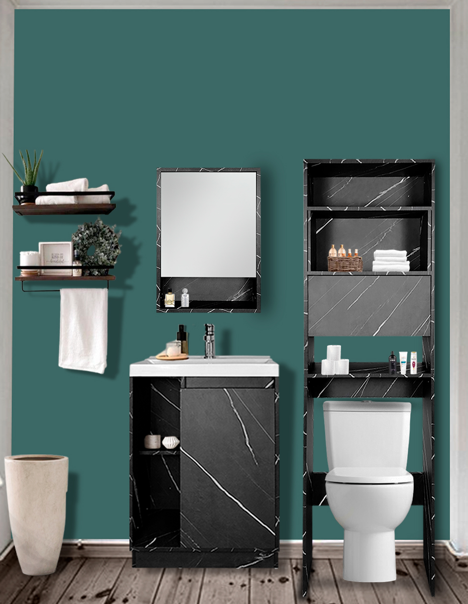 Foto 2 | Combo Barcelona Combo Gabinete Para Baño Con Botiquín Y Mueble Sobre Wc.