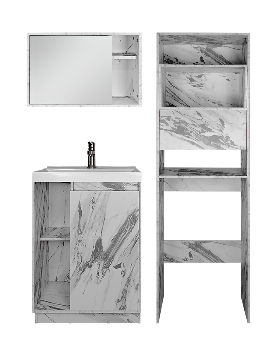 Combo Milán. Gabinete De Baño Con Botiquín Y Mueble Sobre Wc.