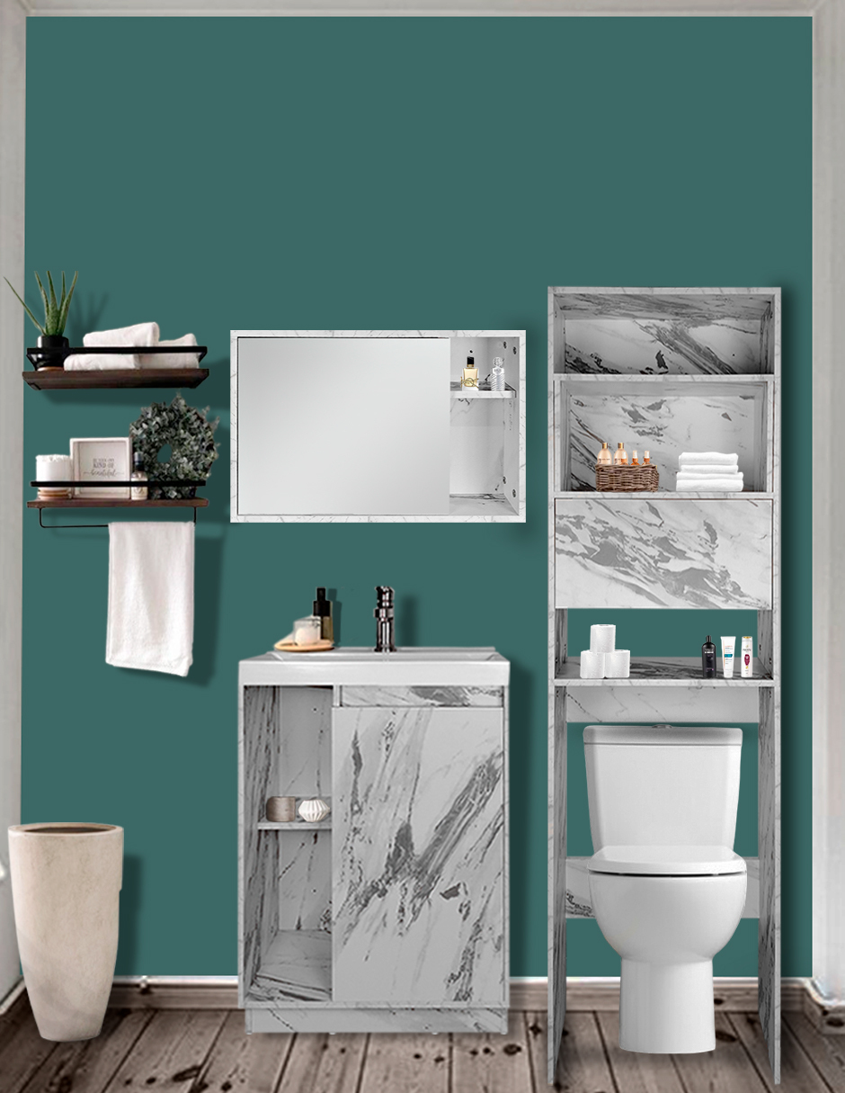 Foto 3 pulgar | Combo Milán. Gabinete De Baño Con Botiquín Y Mueble Sobre Wc.