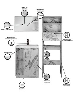 Foto 3 | Combo Milán. Gabinete De Baño Con Botiquín Y Mueble Sobre Wc.