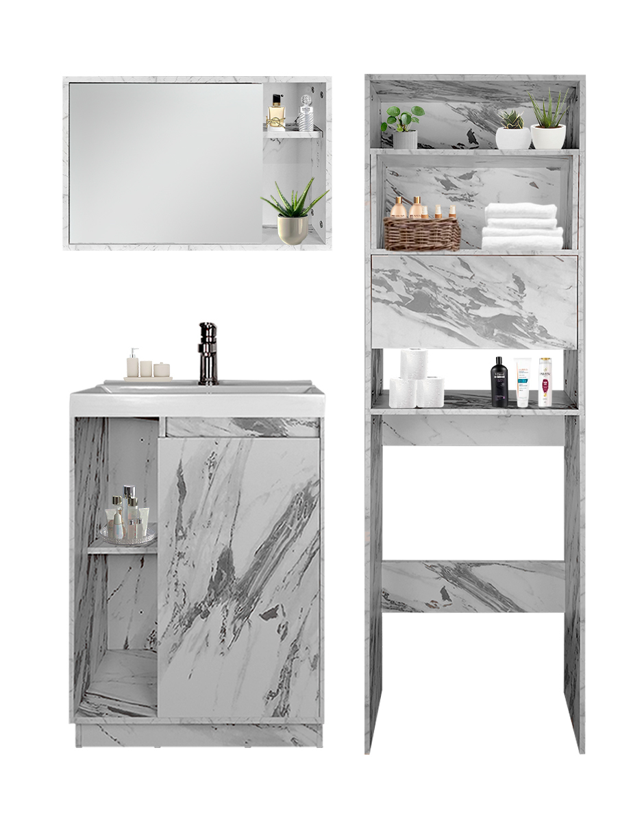 Foto 8 | Combo Milán. Gabinete De Baño Con Botiquín Y Mueble Sobre Wc.