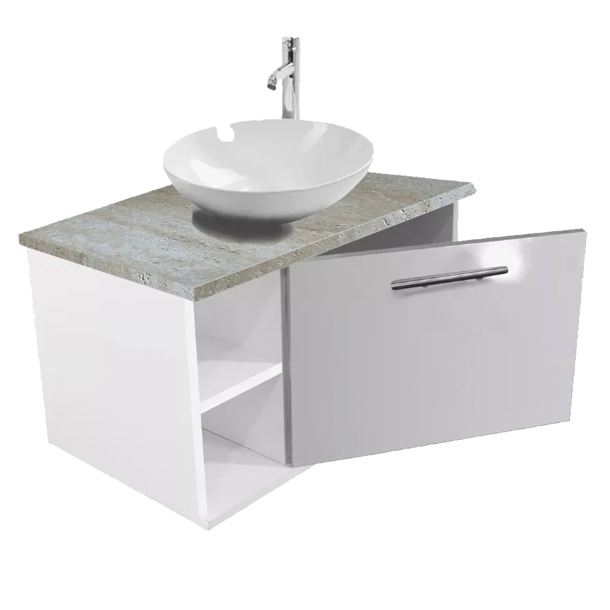 Gabinete Baño Minimalista Cubiertapiedra Beige C/ovalin+mono