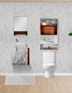 Foto 1 | Combo Montreal Gabinete De Baño Moderno Con Lavabo Botiquín Y Espejo Mdf