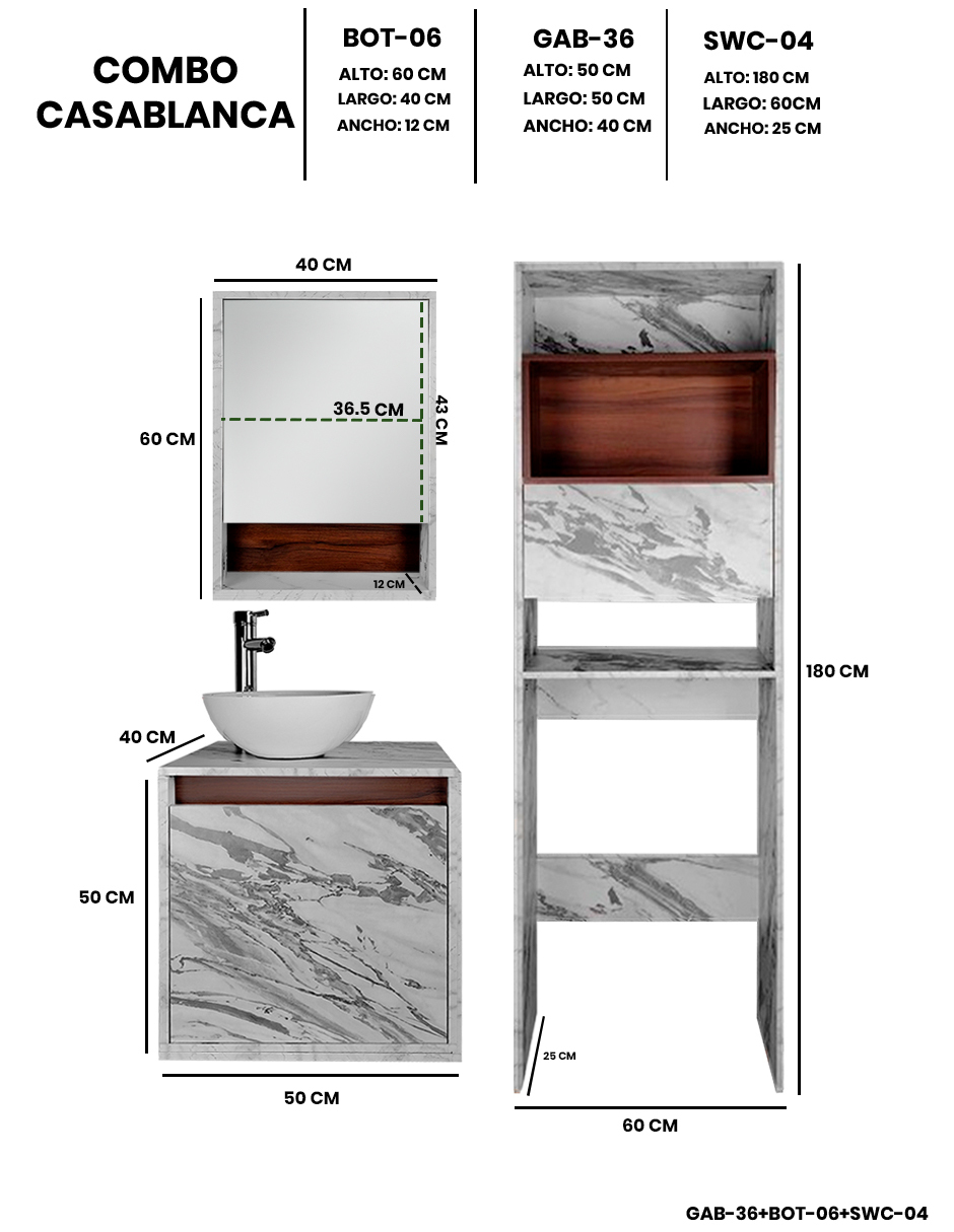 Foto 5 pulgar | Combo Casa Blanca Gabinete De Baño Moderno Con Botiquín  Mueble Sobre Wc  Mdf