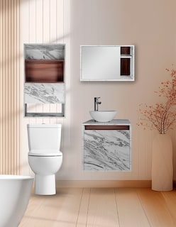Foto 1 | Combo Marruecos Gabinete De Baño Moderno Con Lavabo Botiquín Y Sobre Wc Mdf