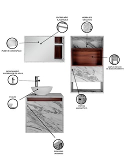 Foto 3 | Combo Marruecos Gabinete De Baño Moderno Con Lavabo Botiquín Y Sobre Wc Mdf