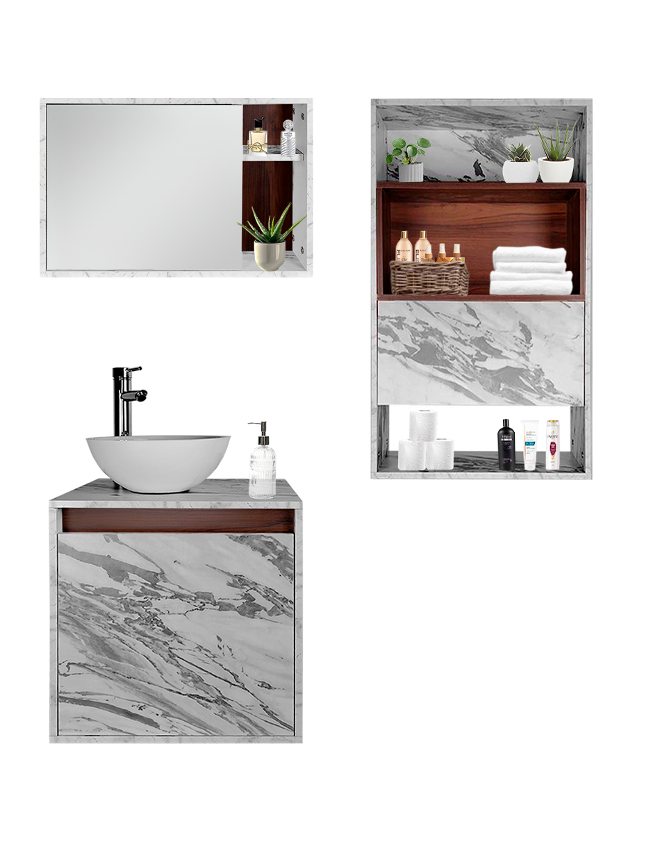 Foto 8 | Combo Marruecos Gabinete De Baño Moderno Con Lavabo  Botiquín Y Sobre Wc  Mdf