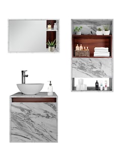 Foto 8 | Combo Marruecos Gabinete De Baño Moderno Con Lavabo Botiquín Y Sobre Wc Mdf
