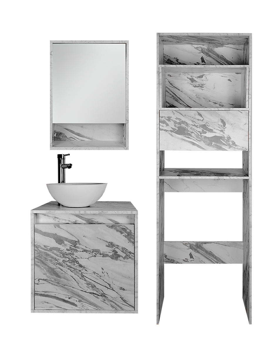 Foto 3 pulgar | Combo Casa Blanca Gabinete De Baño Moderno Con Botiquín  Mueble Sobre Wc  Mdf