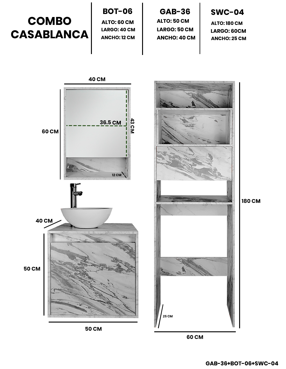 Foto 5 pulgar | Combo Casa Blanca Gabinete De Baño Moderno Con Botiquín  Mueble Sobre Wc  Mdf