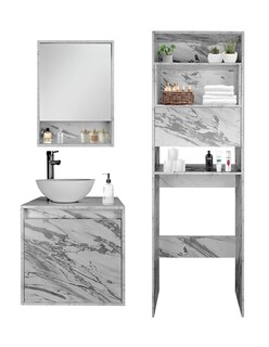 Foto 8 | Combo Casa Blanca Gabinete De Baño Moderno Con Botiquín Mueble Sobre Wc Mdf
