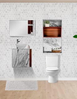 Foto 1 | Combo Chicago Gabinete de Baño con Botiquín y Mueble Sobre WC MDF Moderno