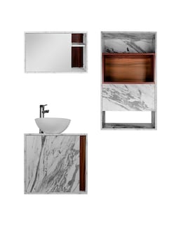 Foto 2 | Combo Chicago Gabinete de Baño con Botiquín y Mueble Sobre WC MDF Moderno