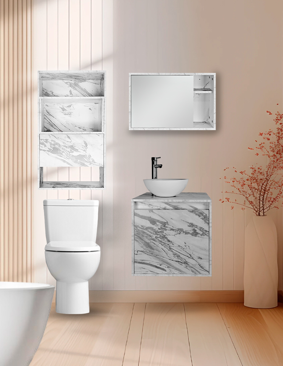 Foto 1 | Combo Marruecos Gabinete De Baño Moderno Con Lavabo  Botiquín Y Sobre Wc  Mdf