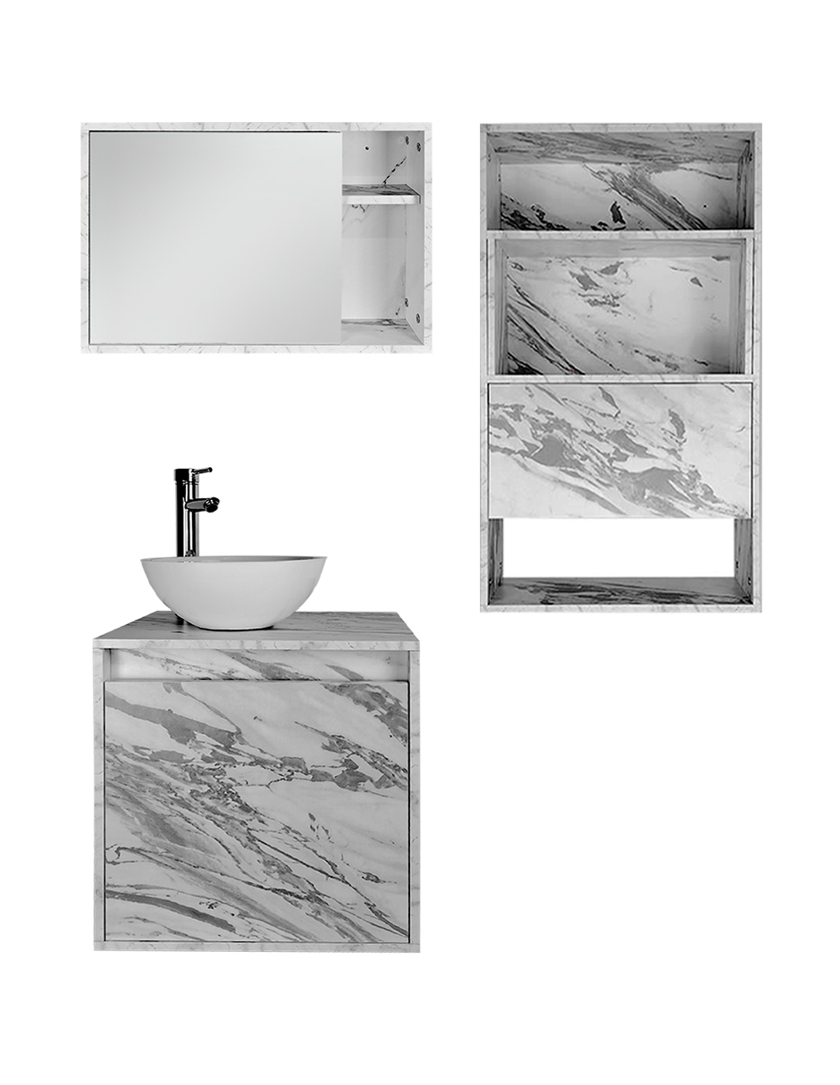 Foto 3 pulgar | Combo Marruecos Gabinete De Baño Moderno Con Lavabo  Botiquín Y Sobre Wc  Mdf