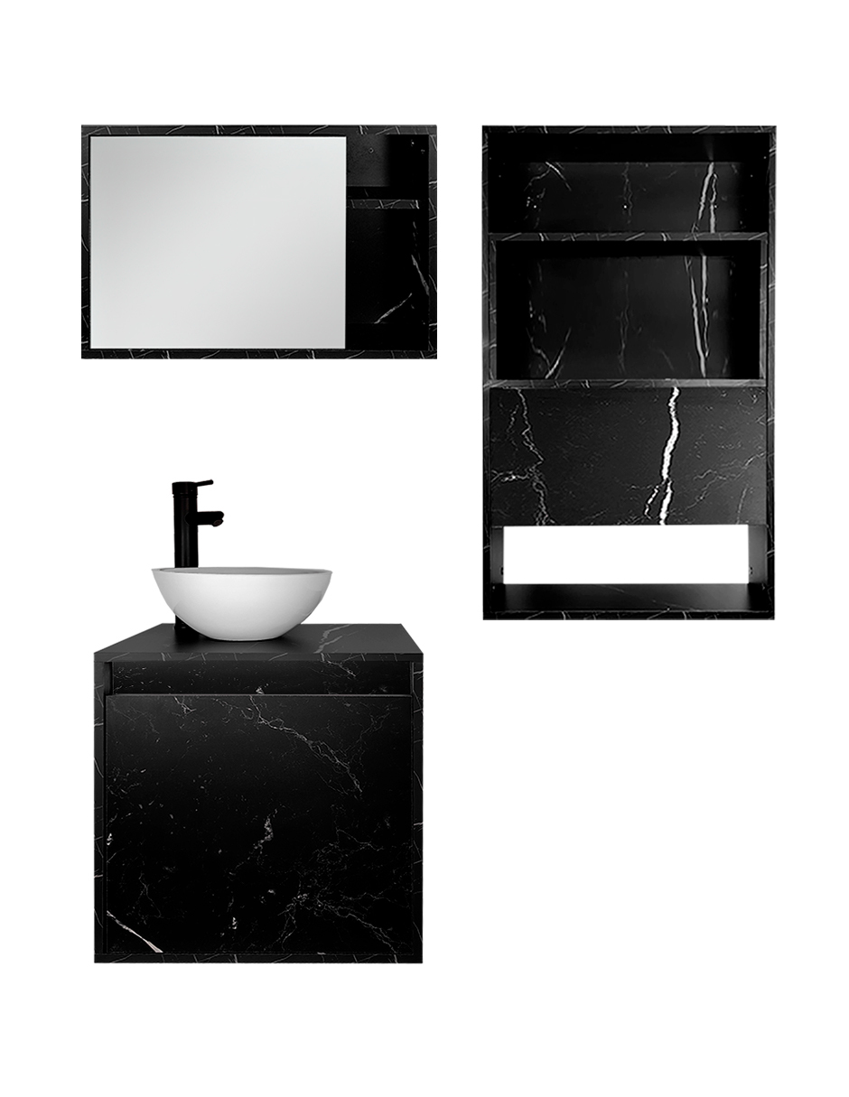 Foto 3 pulgar | Combo Marruecos Gabinete De Baño Moderno Con Lavabo  Botiquín Y Sobre Wc  Mdf