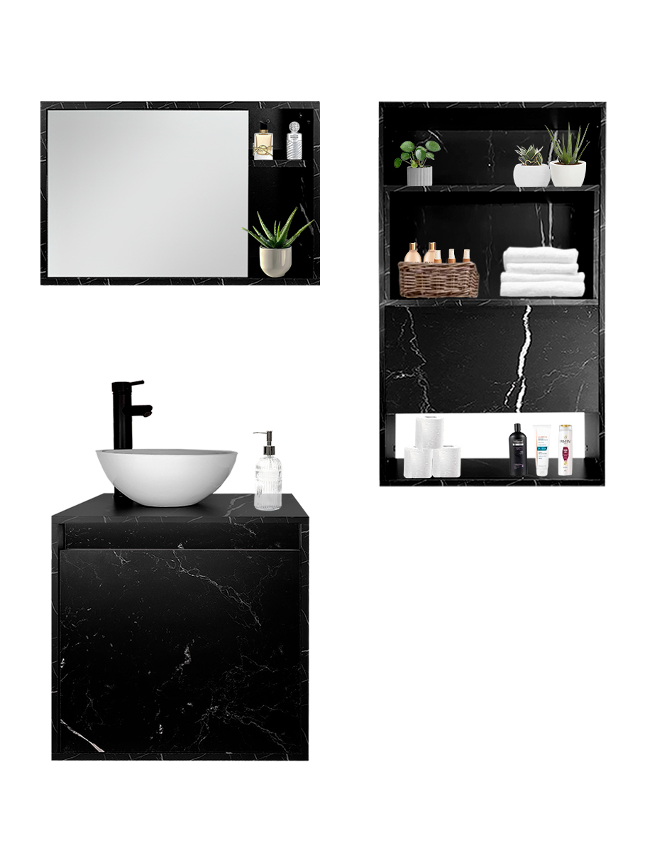 Foto 8 | Combo Marruecos Gabinete De Baño Moderno Con Lavabo  Botiquín Y Sobre Wc  Mdf
