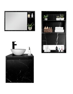 Foto 8 | Combo Marruecos Gabinete De Baño Moderno Con Lavabo Botiquín Y Sobre Wc Mdf