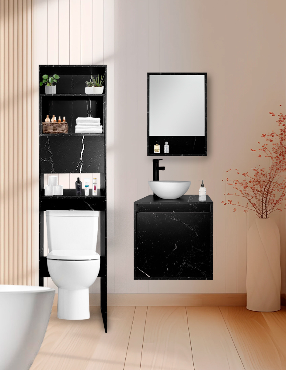 Foto 1 | Combo Casa Blanca Gabinete De Baño Moderno Con Botiquín  Mueble Sobre Wc  Mdf