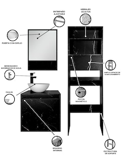 Foto 3 | Combo Casa Blanca Gabinete De Baño Moderno Con Botiquín Mueble Sobre Wc Mdf