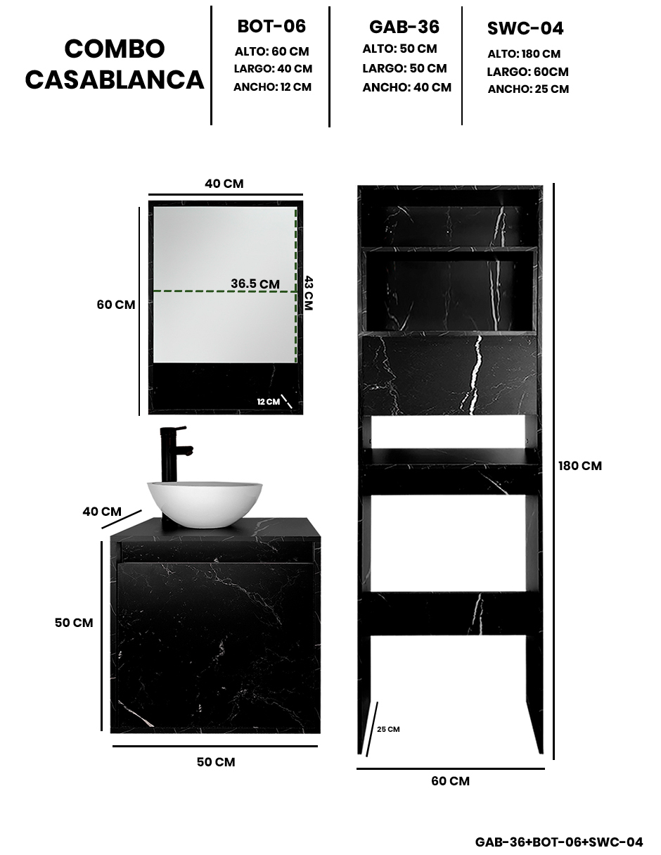 Foto 4 | Combo Casa Blanca Gabinete De Baño Moderno Con Botiquín  Mueble Sobre Wc  Mdf