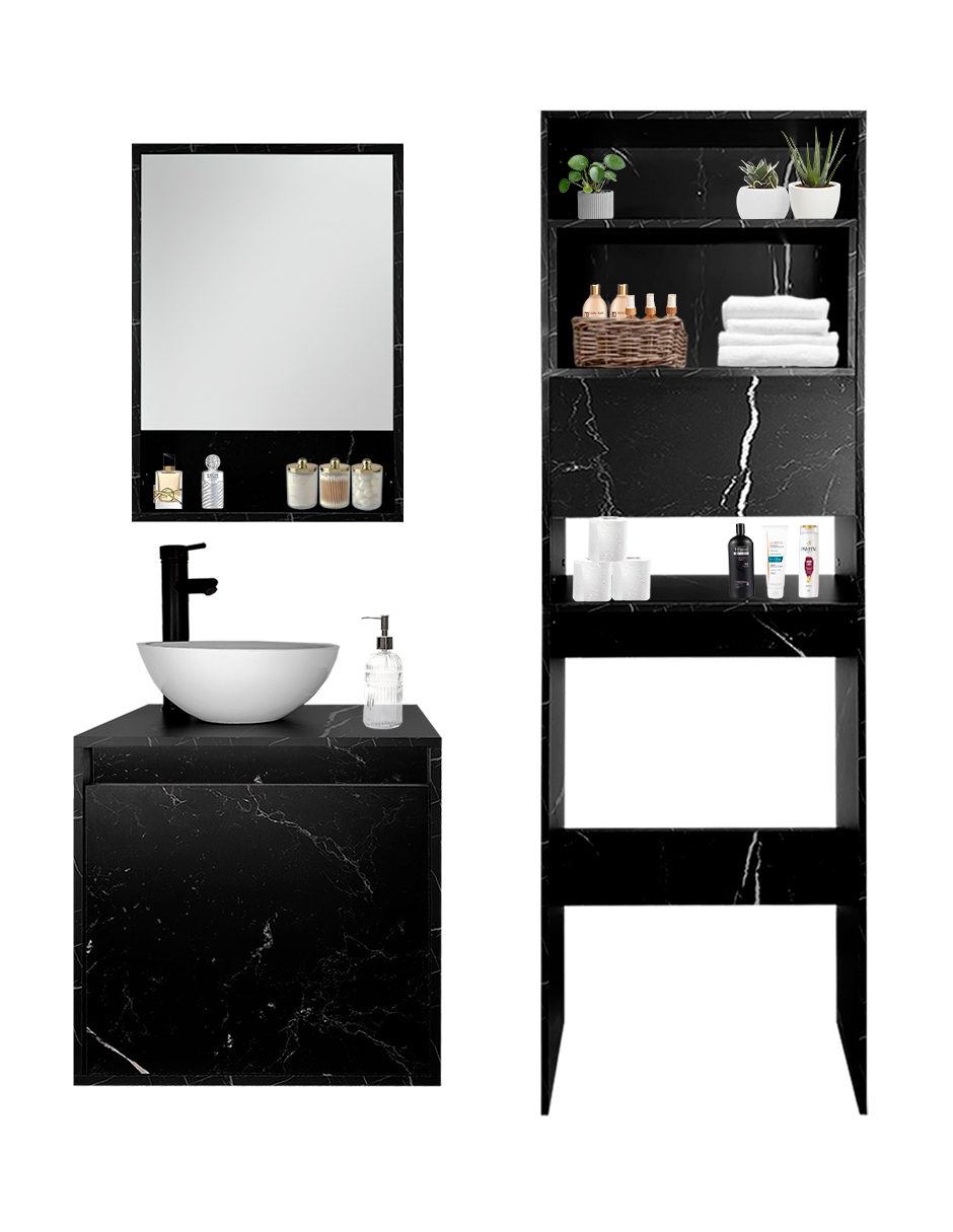 Foto 8 | Combo Casa Blanca Gabinete De Baño Moderno Con Botiquín  Mueble Sobre Wc  Mdf