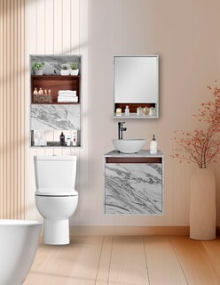 Foto 1 | Combo Kampala Gabinete de Baño Moderno con Espejo MDF + Botiquín y Mueble sobre WC 3 Piezas