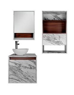 Foto 2 | Combo Kampala Gabinete de Baño Moderno con Espejo MDF + Botiquín y Mueble sobre WC 3 Piezas