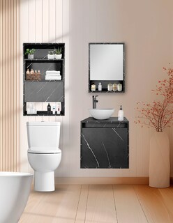 Foto 1 | Combo Kampala Gabinete de Baño Moderno con Espejo MDF + Botiquín y Mueble sobre WC 3 Piezas
