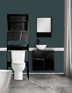 Foto 1 | Combo Bombay Gabinete de Baño Moderno con Espejo Mueble sobre WC con 3 Estantes MDF