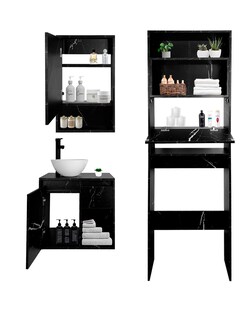 Foto 8 | Combo Bombay Gabinete de Baño Moderno con Espejo Mueble sobre WC con 3 Estantes MDF
