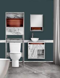 Foto 1 | Combo Bombay Gabinete de Baño Moderno con Espejo Mueble Sobre WC con 3 Estantes MDF