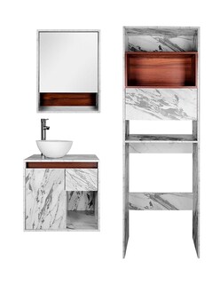 Foto 2 | Combo Bombay Gabinete de Baño Moderno con Espejo Mueble Sobre WC con 3 Estantes MDF
