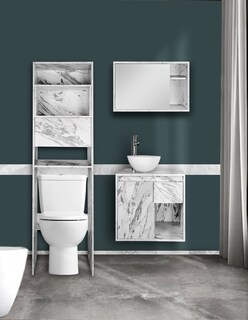 Foto 1 | Combo Daca Gabinete de Baño Moderno con Espejo Mueble Sobre WC con 3 Estantes MDF
