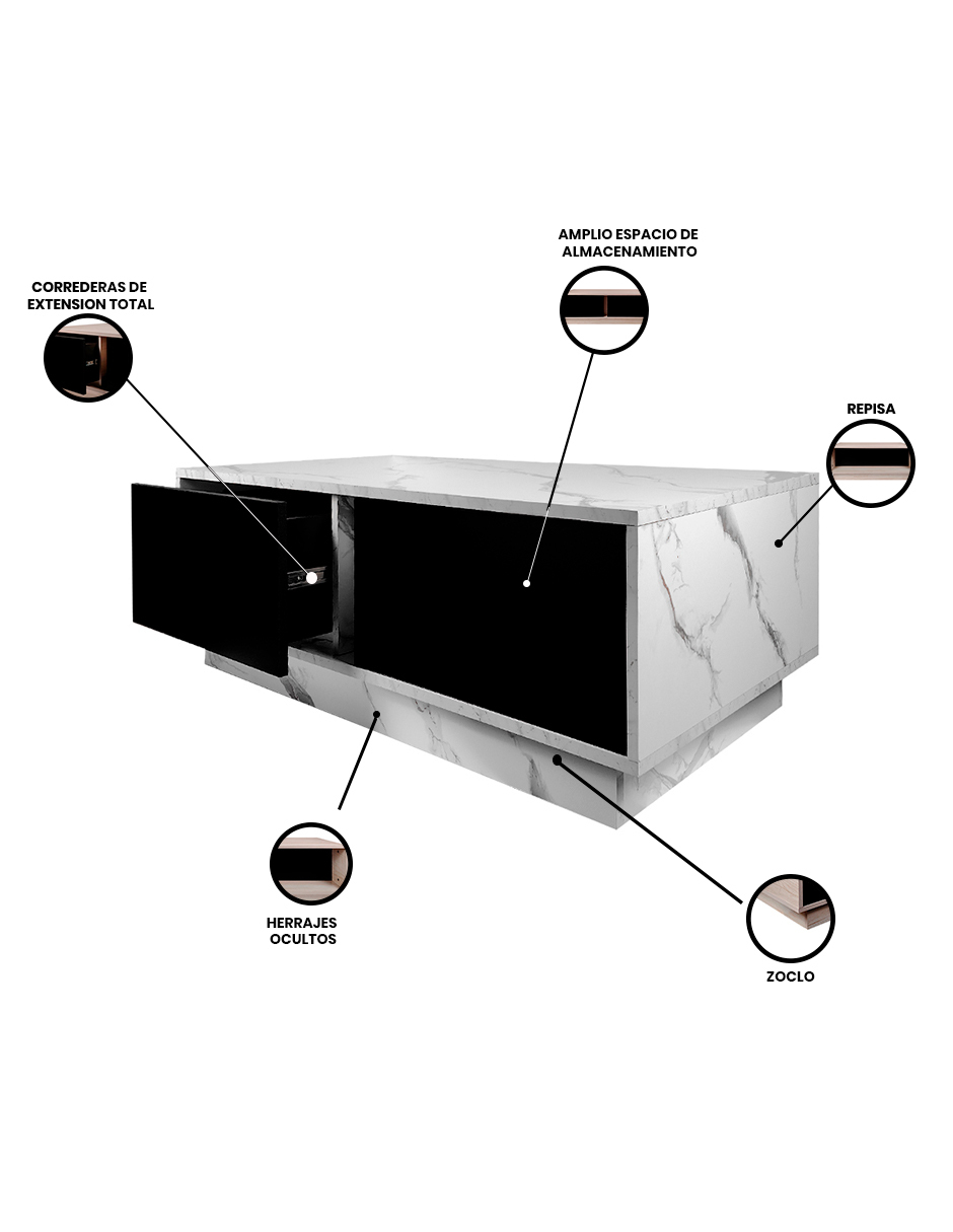 Foto 3 | Mesa de Centro Rectangular Decomobil Alba