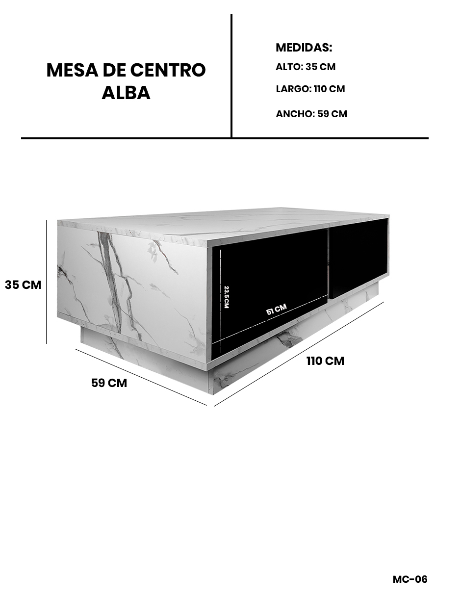 Foto 5 pulgar | Mesa de Centro Rectangular Decomobil Alba