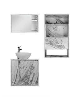 Foto 2 | Combo Chicago Gabinete de Baño con Botiquín y Mueble Sobre WC MDF Moderno