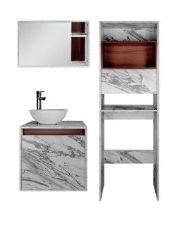 Foto 2 | Combo Argel Gabinete de Baño Moderno con Mueble Sobre WC y Botiquín MDF