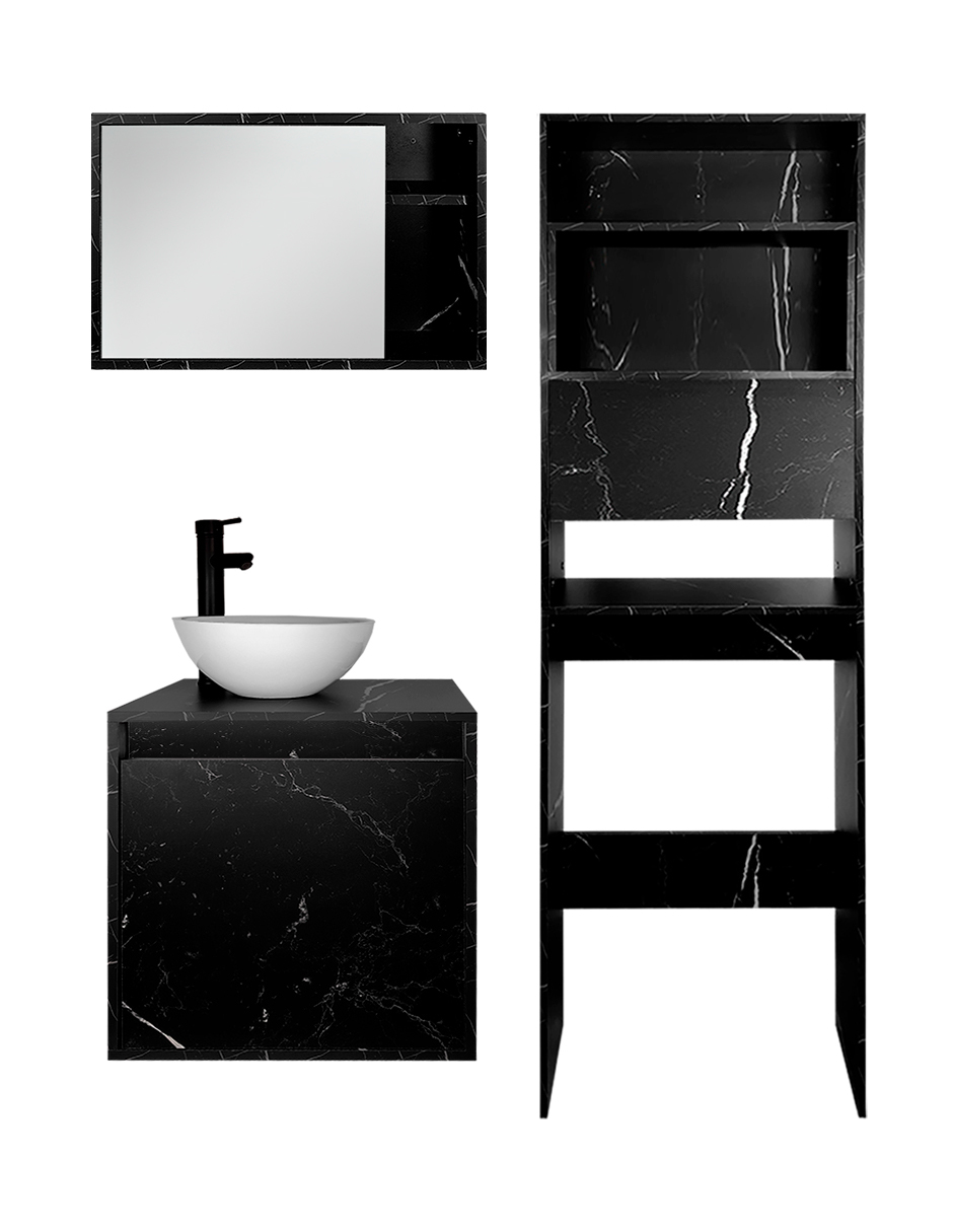 Combo Argel Gabinete de Baño Moderno con Mueble Sobre WC y Botiquín MDF