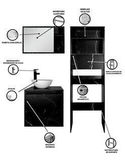 Foto 3 | Combo Argel Gabinete de Baño Moderno con Mueble Sobre WC y Botiquín MDF