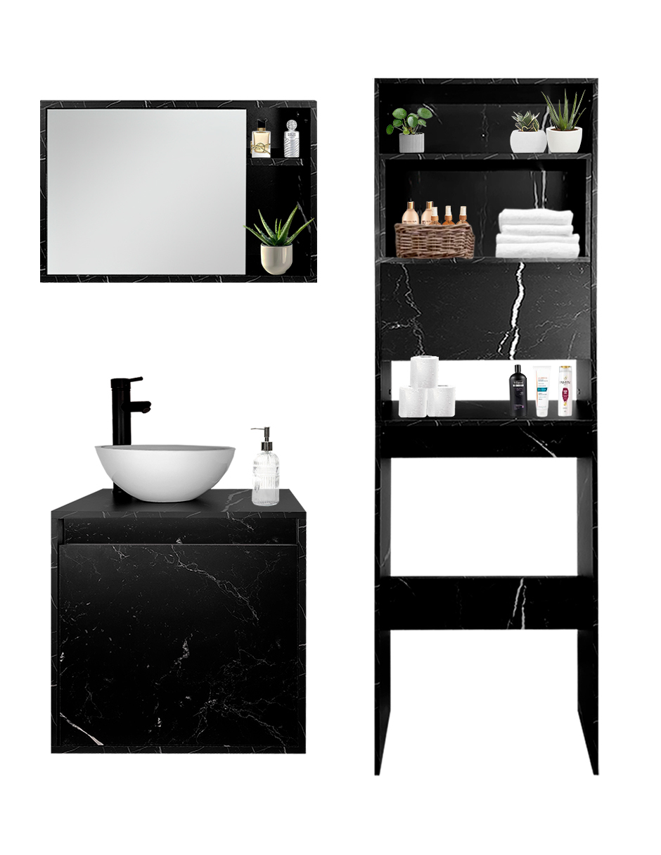 Foto 9 pulgar | Combo Argel Gabinete de Baño Moderno con Mueble Sobre WC y Botiquín MDF