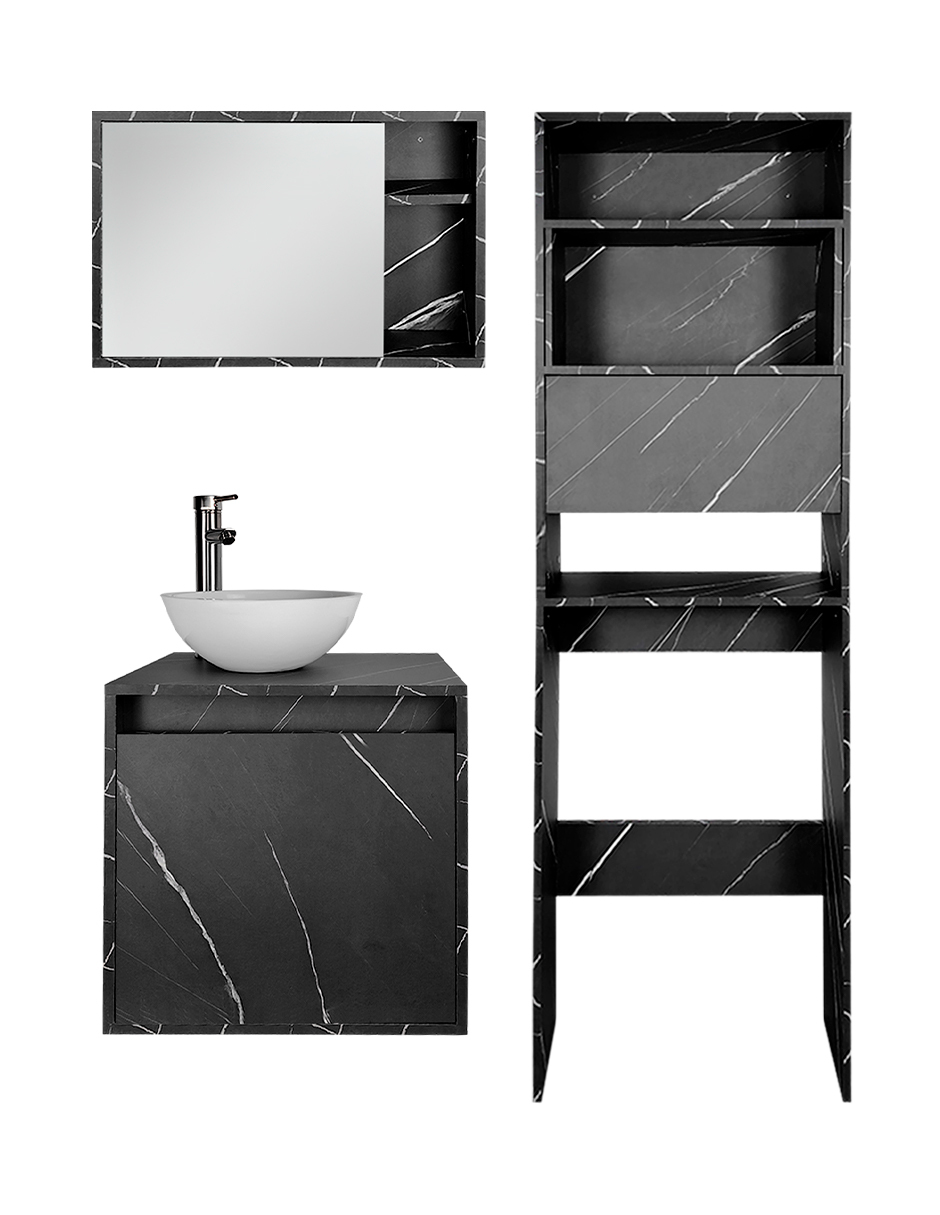 Foto 3 pulgar | Combo Argel Gabinete de Baño Moderno con Mueble Sobre WC y Botiquín MDF