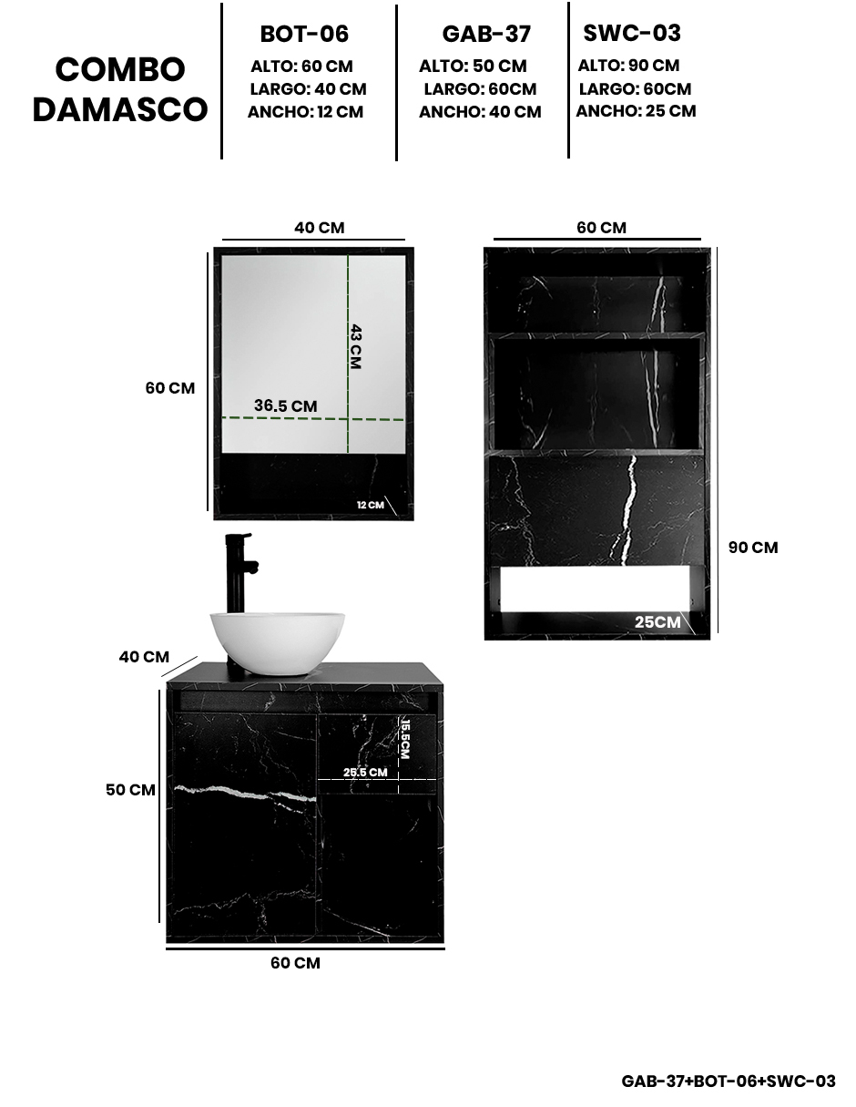 Foto 4 | Gabinete de Baño Damasco con Botiquín Mdf