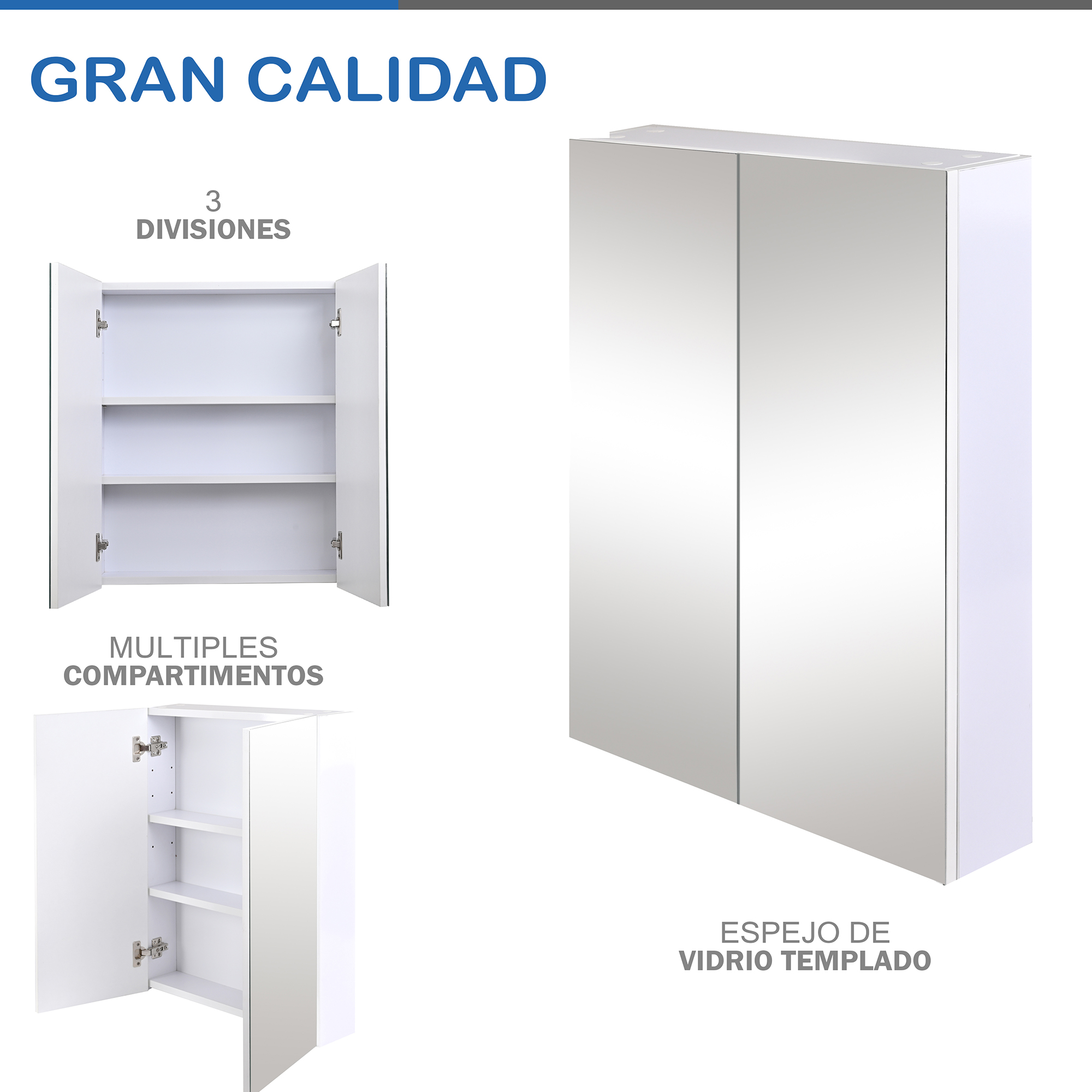 Foto 7 pulgar | Mueble Botiquín con Espejo para Baño Gravita Blanco