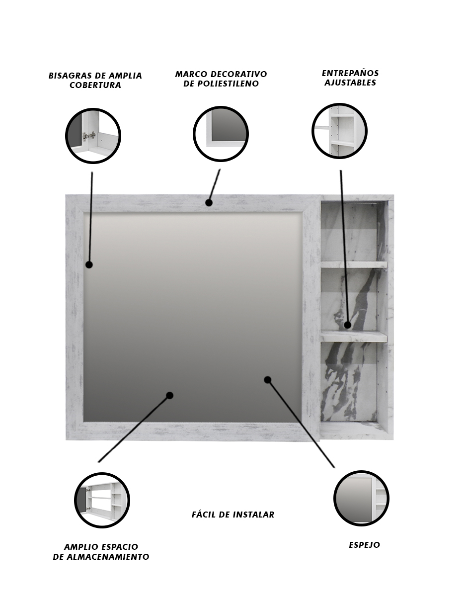 Foto 5 | Espejo Organizador de Baño Minimalista Eloise